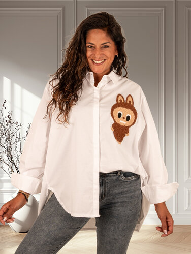 Witte oversized blouse Labubu