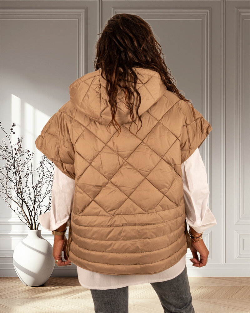 Camel oversized bodywarmer van Trendy ing.