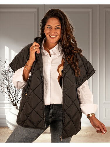 Zwarte oversized bodywarmer