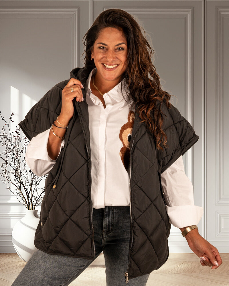 Zwarte oversized bodywarmer van Trendy ing.