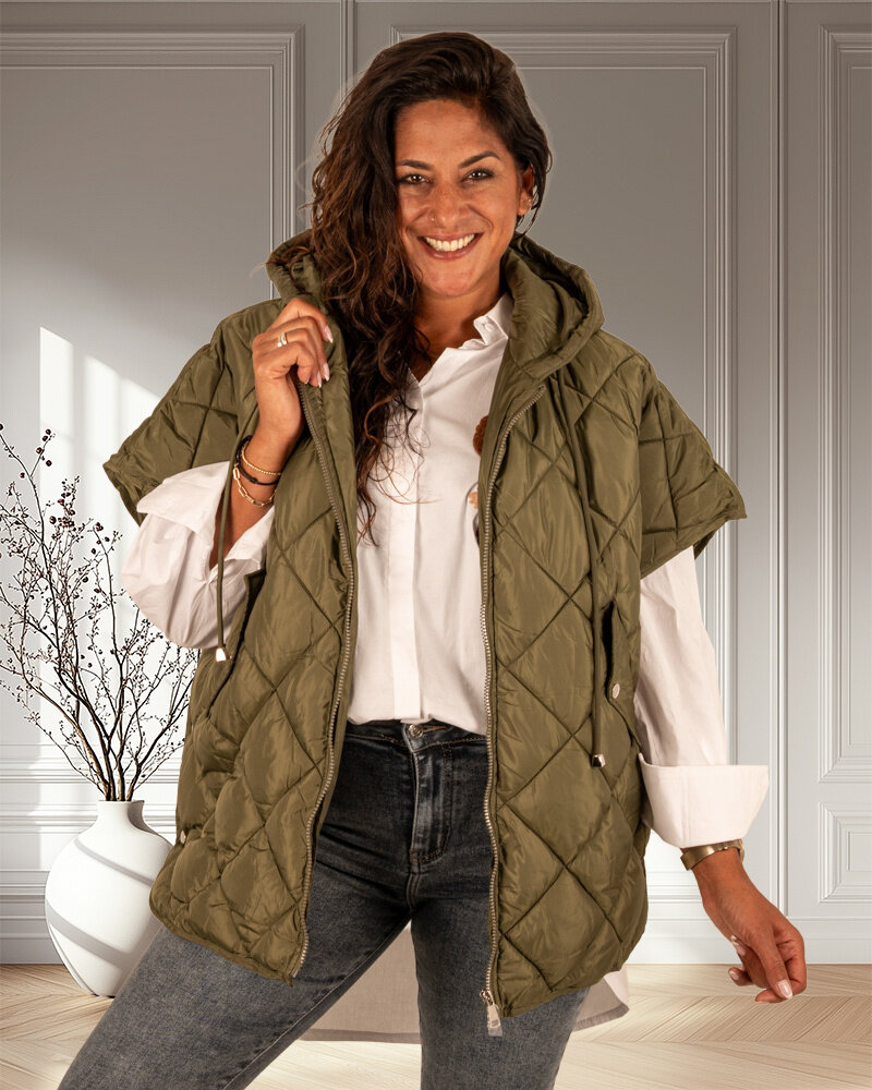 Groene oversized bodywarmer van Trendy ing.