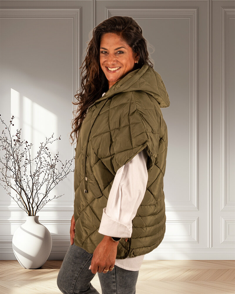 Groene oversized bodywarmer van Trendy ing.