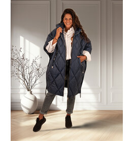 Donkerblauwe lange oversized bodywarmer