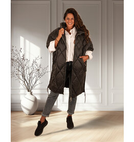 Zwarte lange oversized bodywarmer