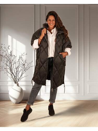 Zwarte lange oversized bodywarmer