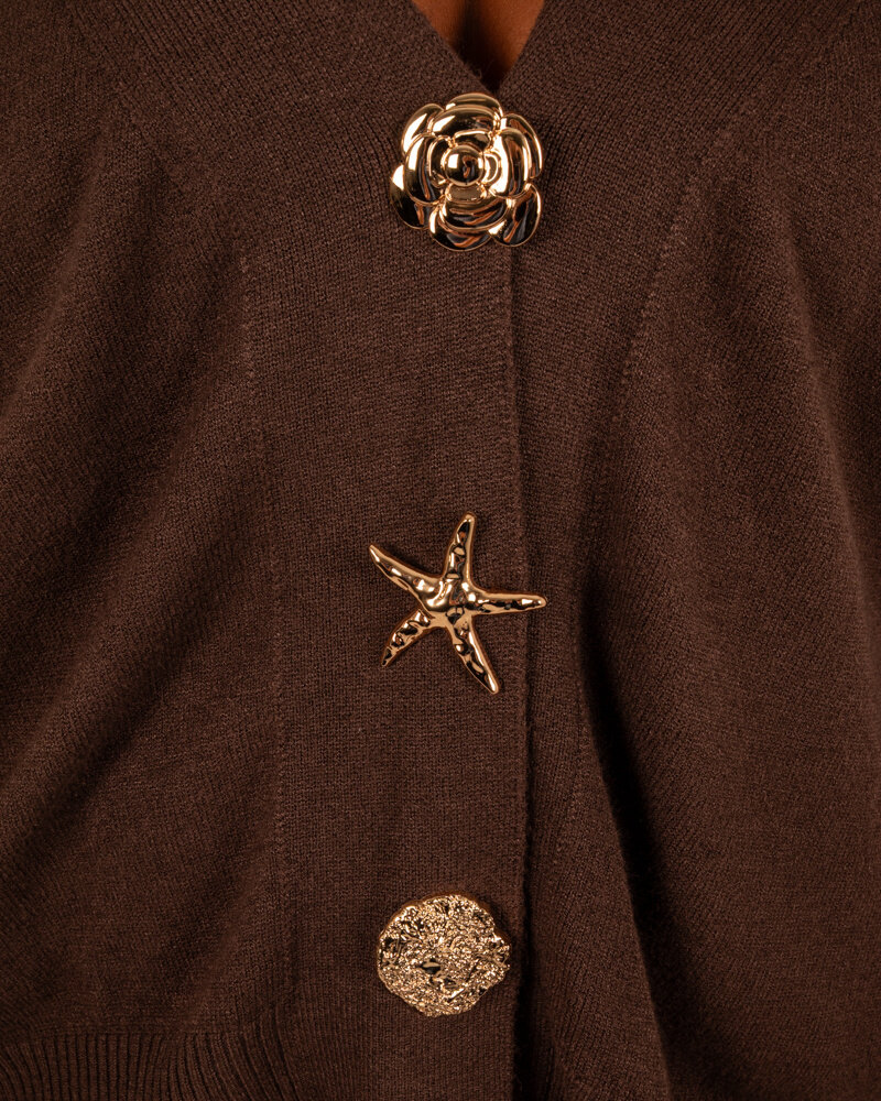 Donkerbruin vest broches van Gemma Ricceri