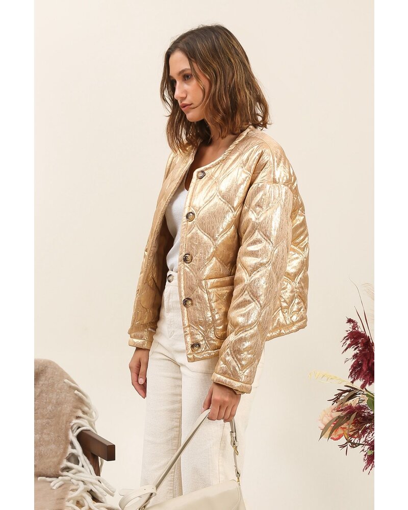Gewatteerde goudkleurige jasje Inspiration Studio