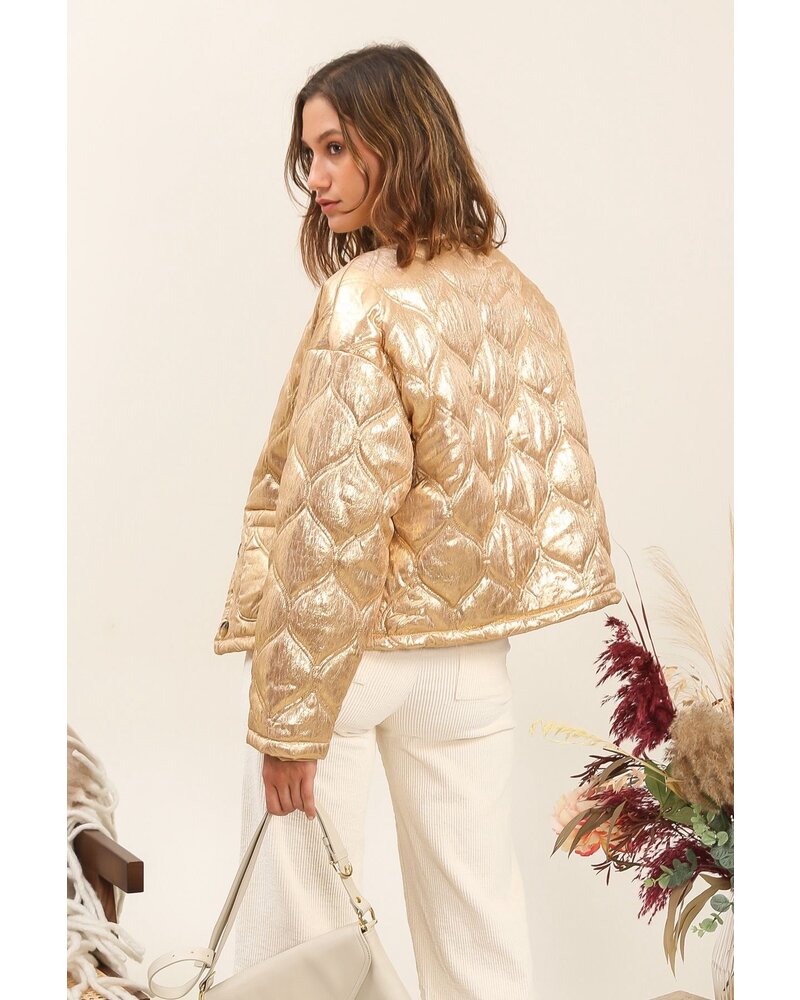 Gewatteerde goudkleurige jasje Inspiration Studio