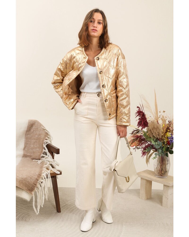 Gewatteerde goudkleurige jasje Inspiration Studio
