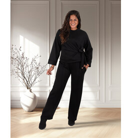 Zwart joggingpak knoop sweater