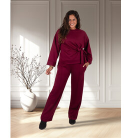 Bordeaux joggingpak knoop sweater