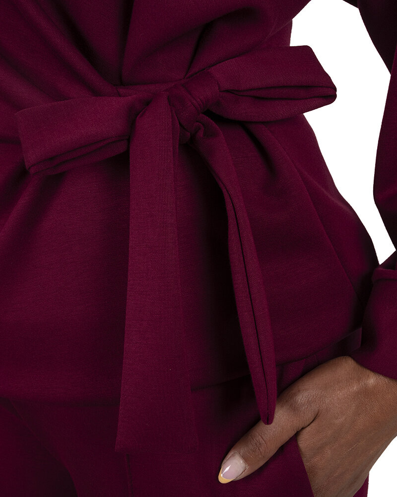 Bordeaux joggingpak met knoop sweater El-Vita