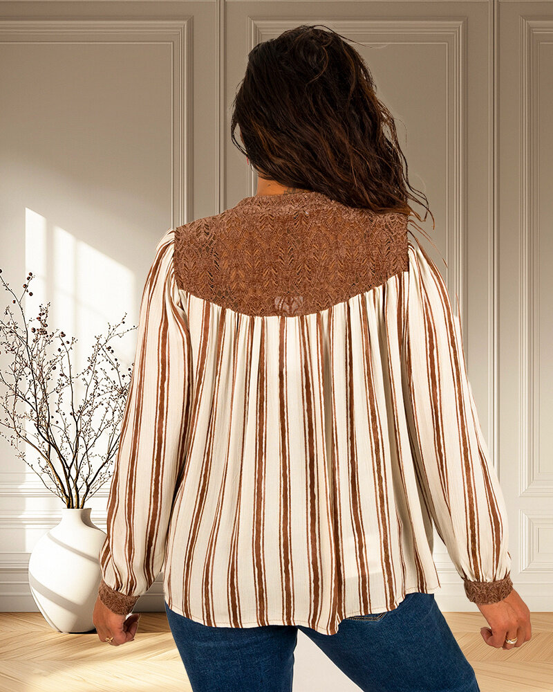 Streep blouse met goud glittertje Gemma