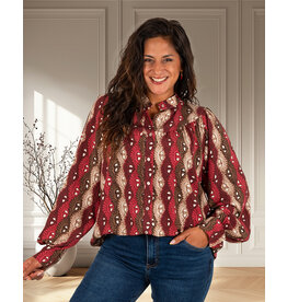 Bordeaux kleurige print blouse