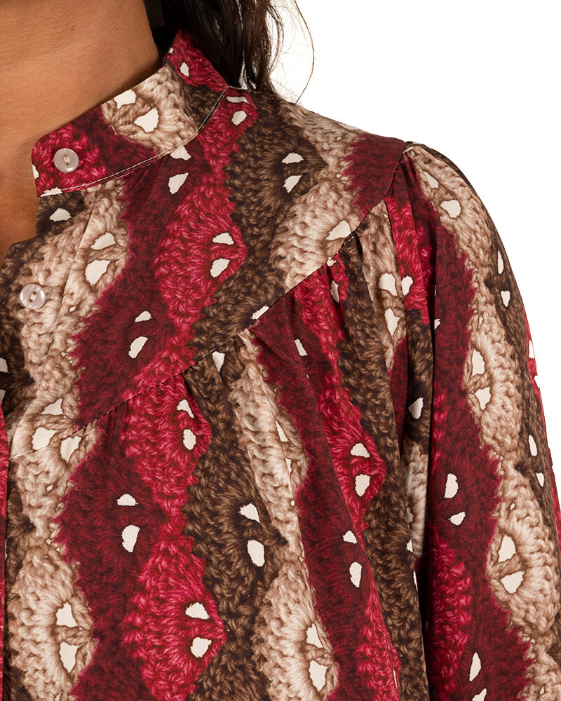 Bordeaux kleurige print blouse van Vanto