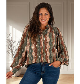 Groen kleurige print blouse