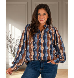 Blauw kleurige print blouse