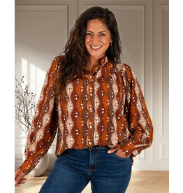 Roest kleurige print blouse