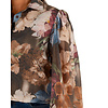 Blauwe bloemenprint blouse met pofmouw van Vera Jo