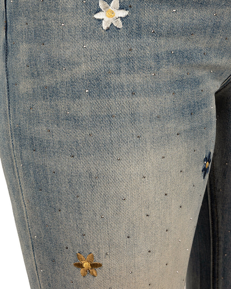 Straight jeans strass met borduursels van Toxik