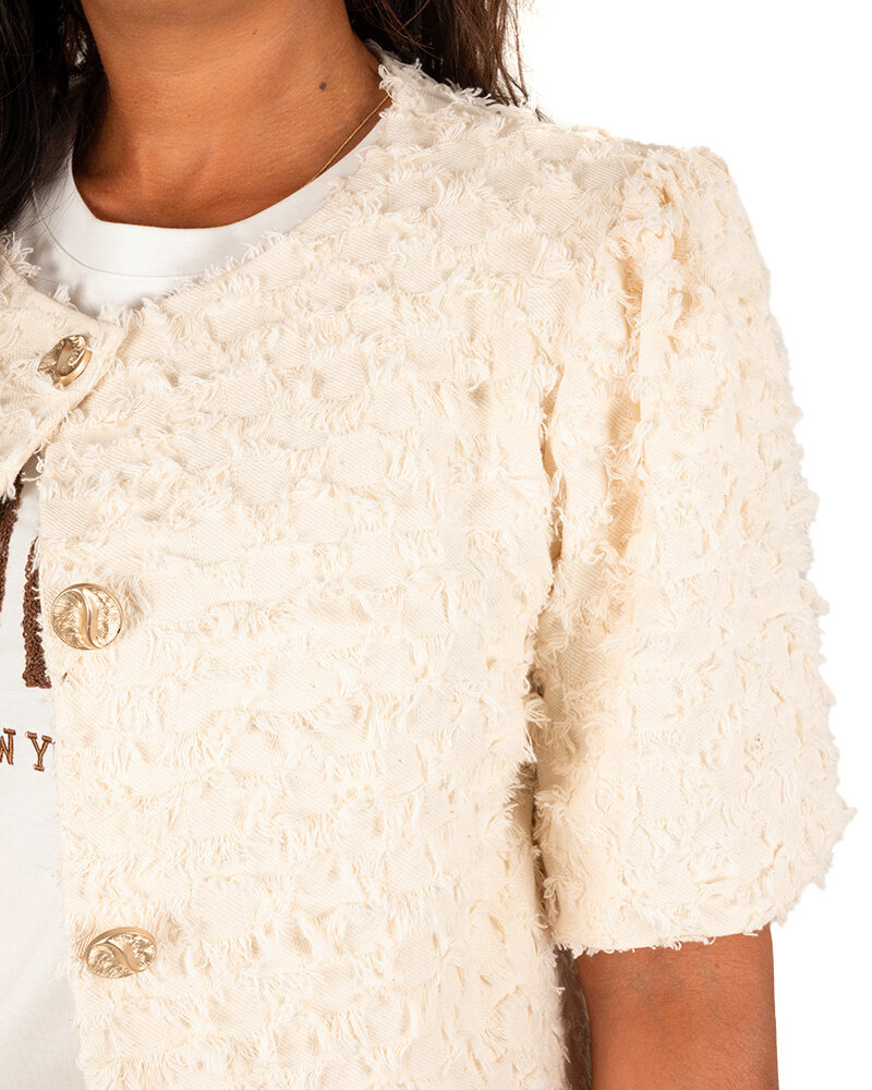 Licht beige jasje met korte pofmouw mouw van El-Vita