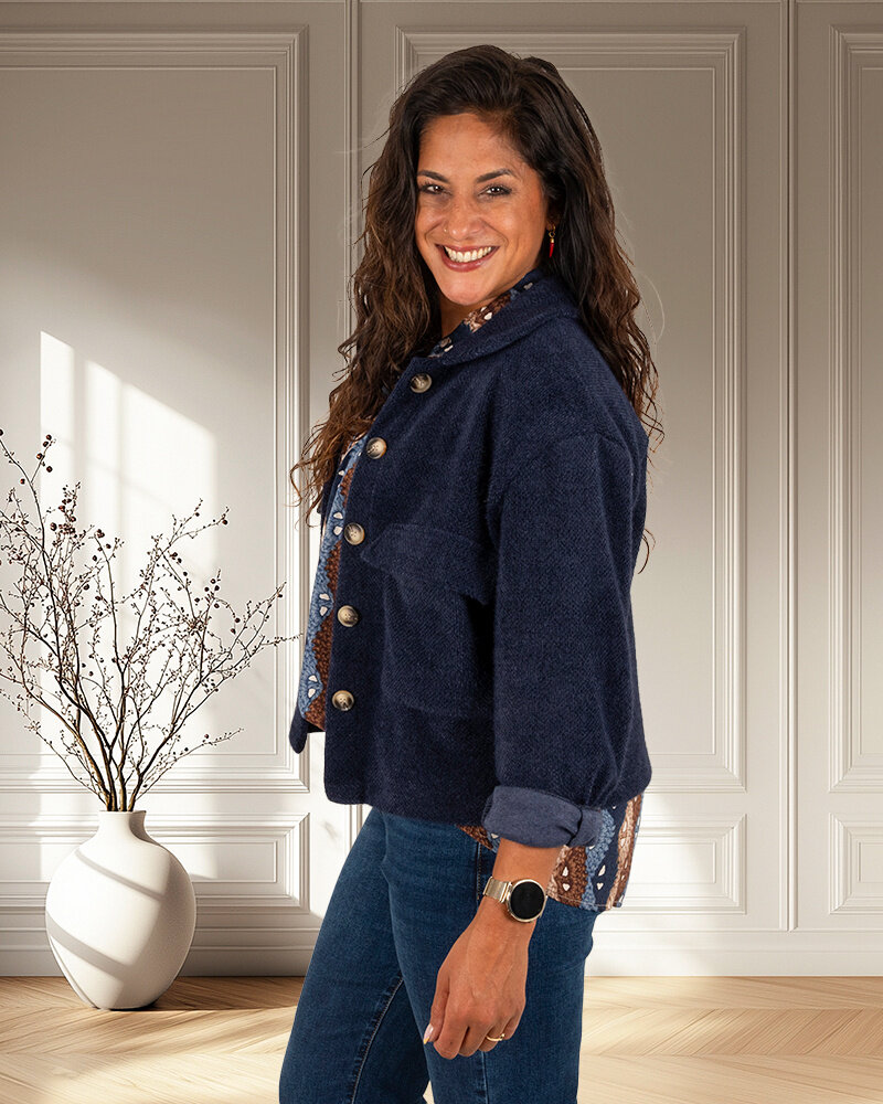 Marine blauw zacht blazer jasje van El vita