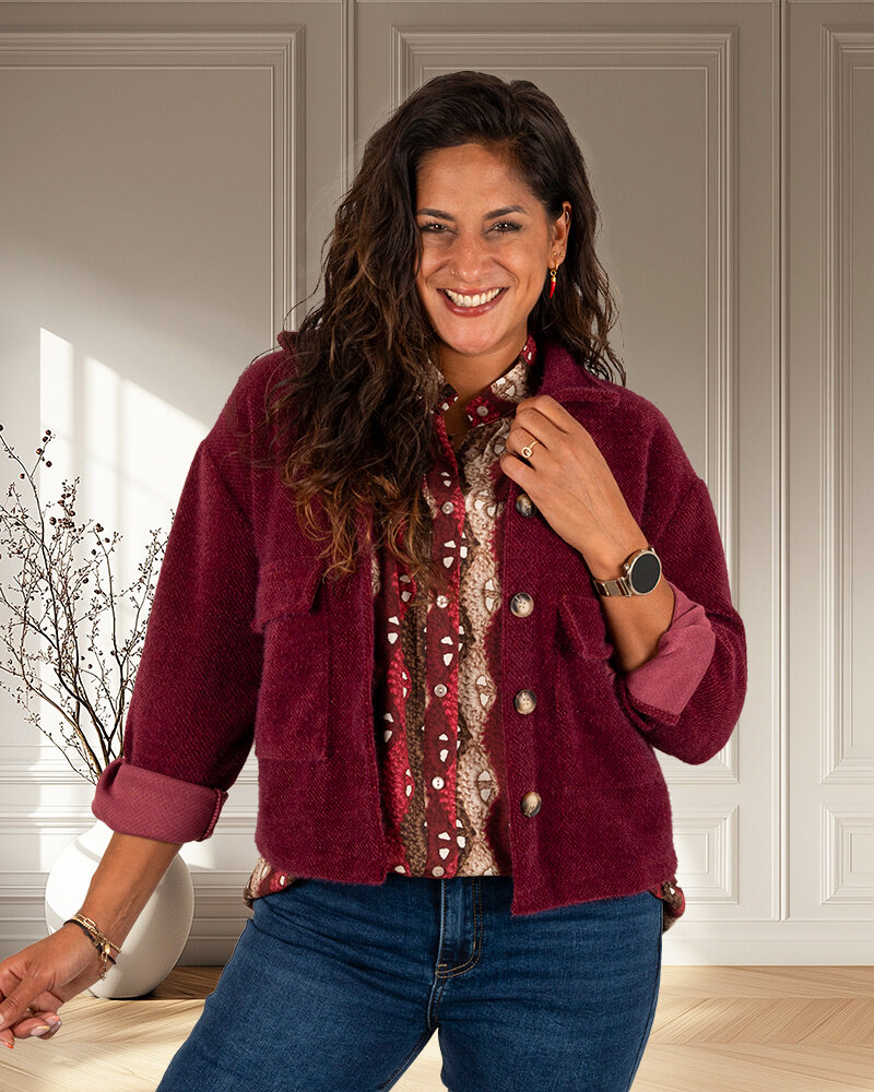 Bordeaux zacht blazer jasje van El vita