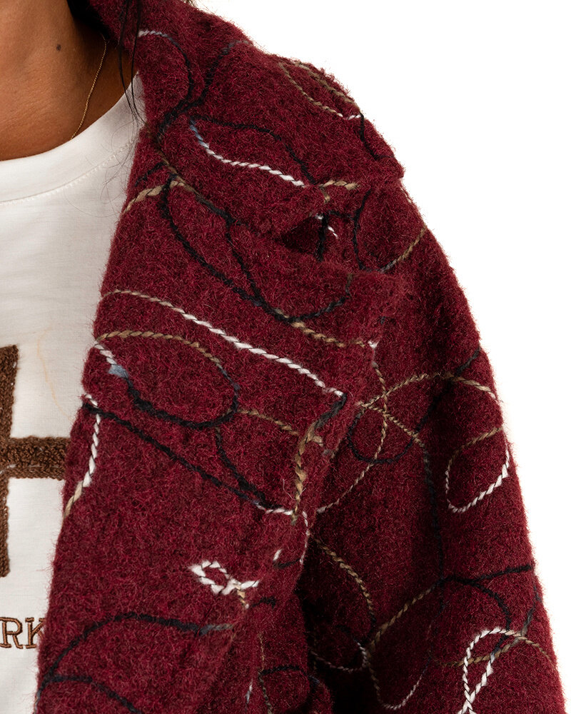 Bordeaux jasje met werkje van New Collection