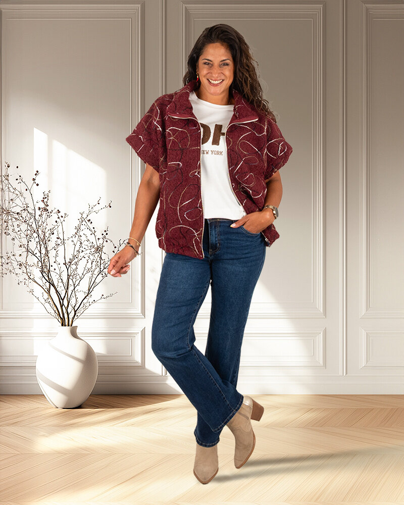 Bordeaux oversized bodywarmer van New Collection