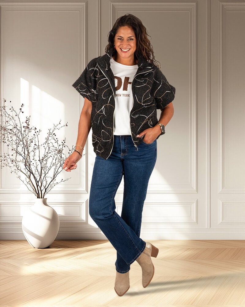 Zwart oversized bodywarmer van New Collection