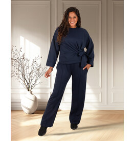 Marine blauw joggingpak knoop sweater