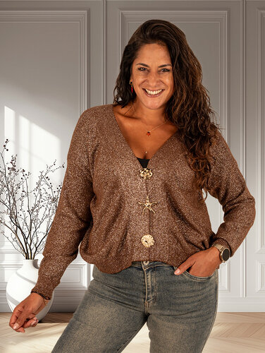 Gemma Ricceri Donkerbruin glitter vest broches van Gemma Ricceri