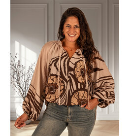 El-Vita Beige print blouse