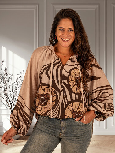 El-Vita Beige print blouse