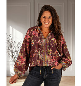 Bordeaux bloemenprint blouse