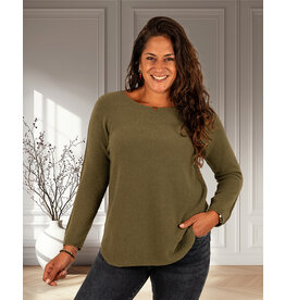 Made in Italy Legergroene trui met ronde hals