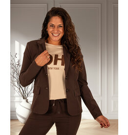 Mi  Piace Donkerbruine travelstof blazer van Mi Piace