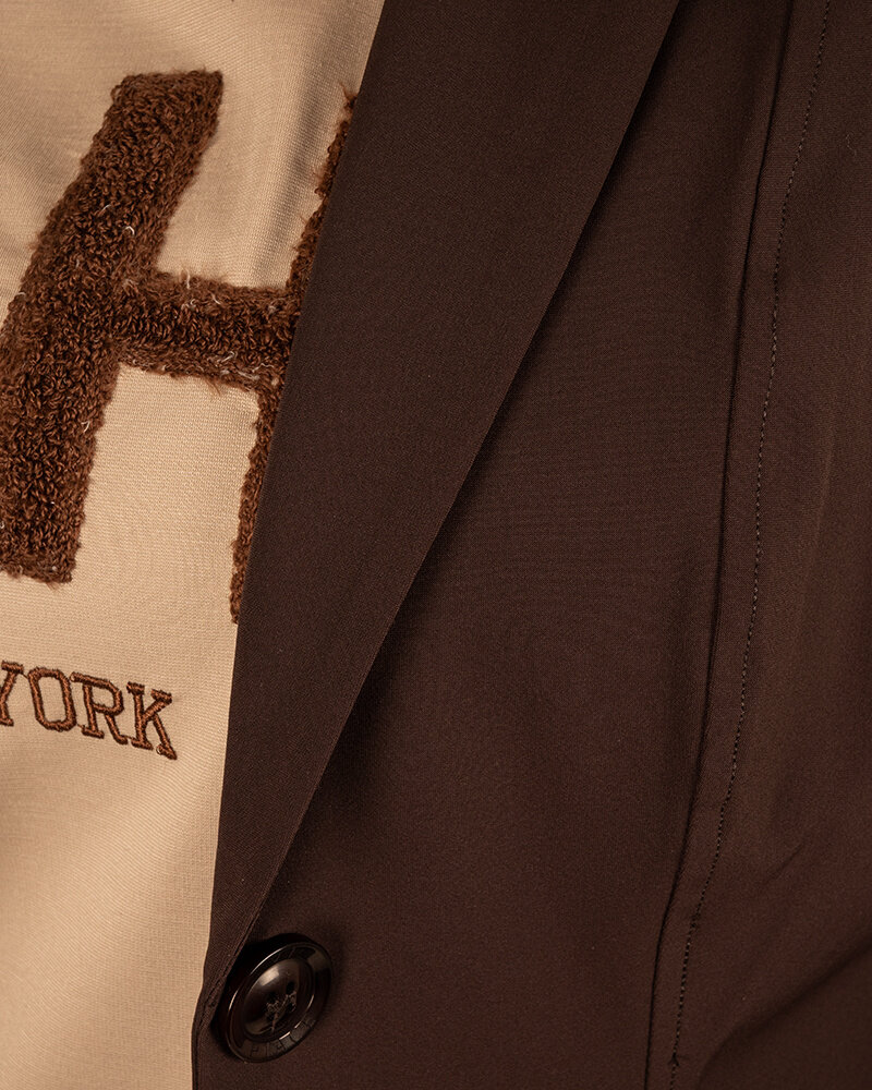 Donkerbruine travelstof blazer van Mi Piace