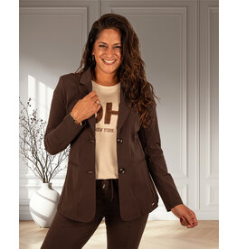 Mi  Piace Donkerbruine halflange travelstof blazer van Mi Piace
