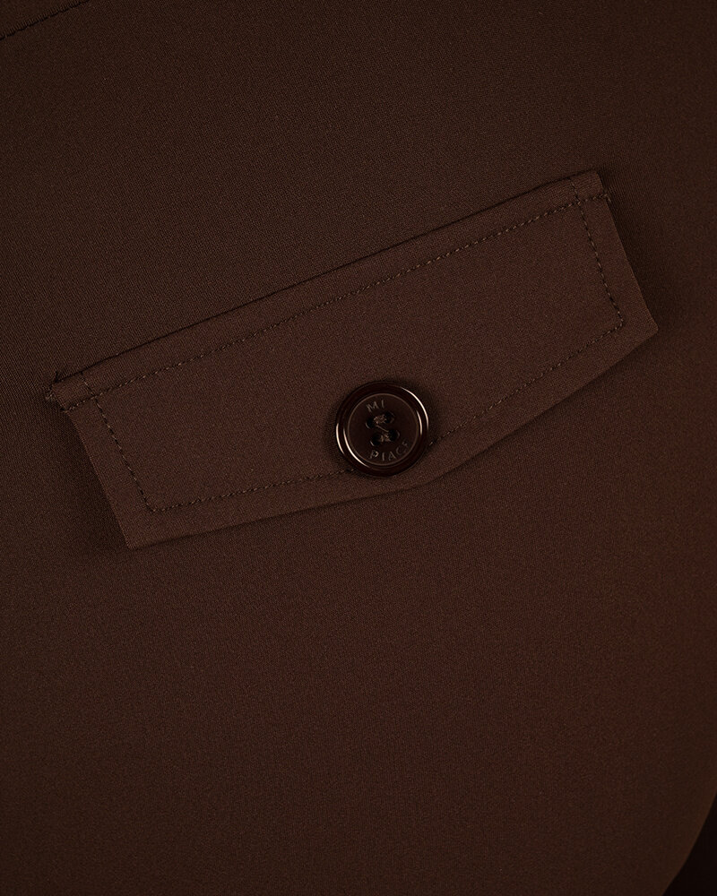Donkerbruine travelstof pantalon met rechte pijp van Mi Piace