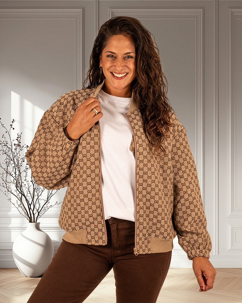 Bruine print bomberjack van Azzurro