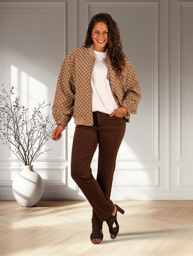 Bruine high waist straight jeans van Norfy