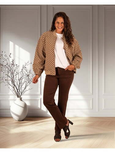 Bruine high waist straight jeans van Norfy