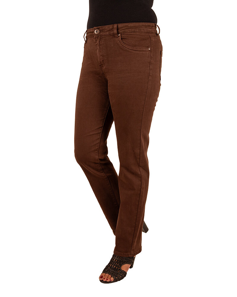 Bruine high waist straight jeans van Norfy