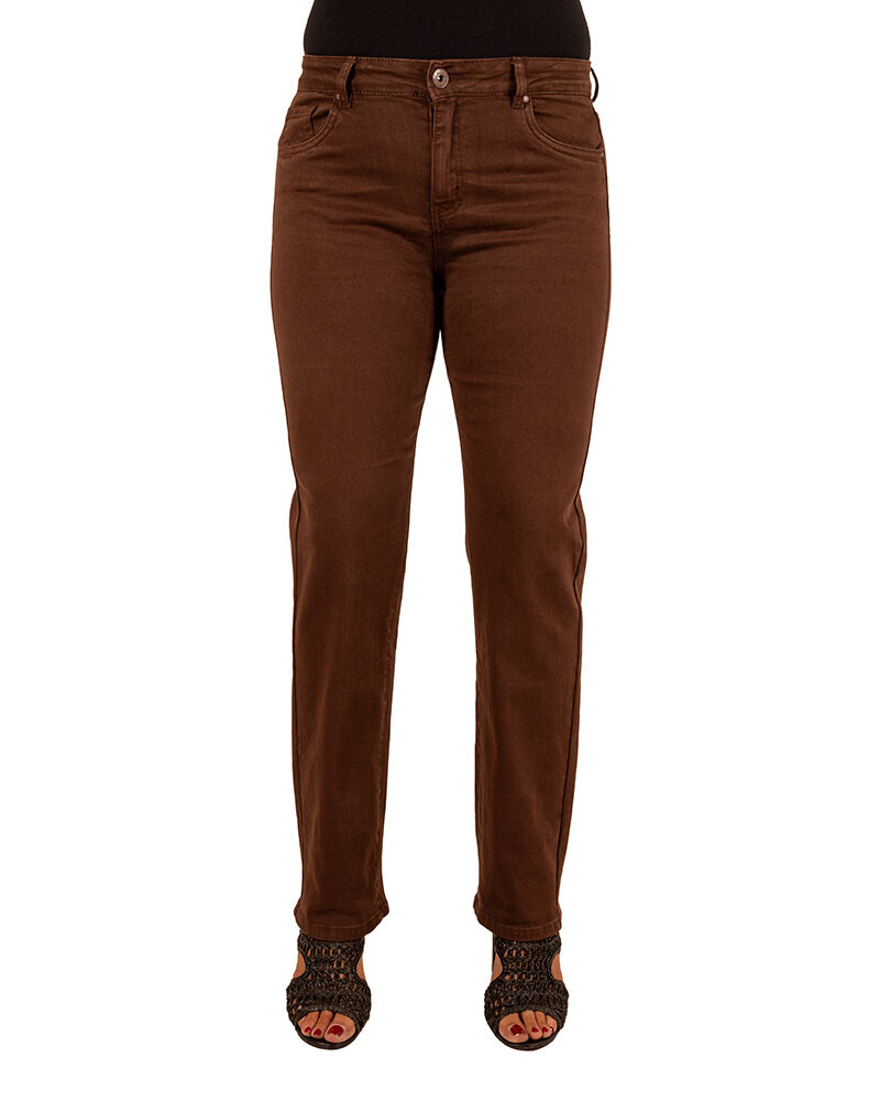Bruine high waist straight jeans van Norfy