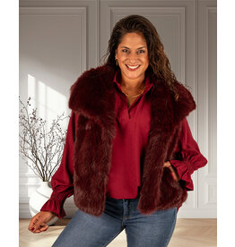 El-Vita Bordeaux faux fur bodywarmer