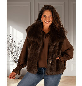 Donkerbruine faux fur bodywarmer