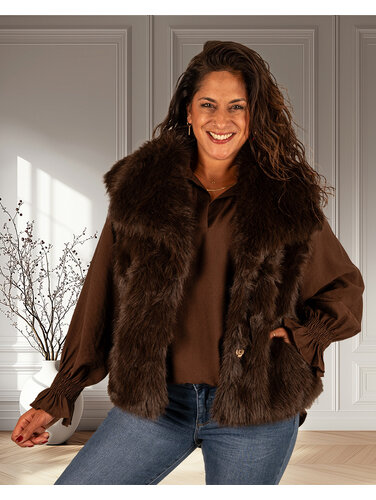 El-Vita Donkerbruine faux fur bodywarmer