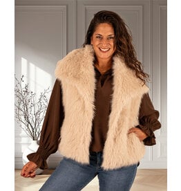 Beige faux fur bodywarmer