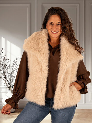 El-Vita Beige faux fur bodywarmer